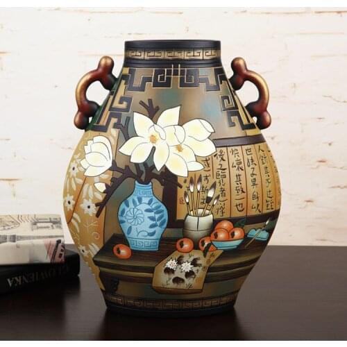 Modern Chinese Style Furnishings Decoration Creative Wine Cabinet Antique Shelf Pottery Decoration Living Room TV Cabinet