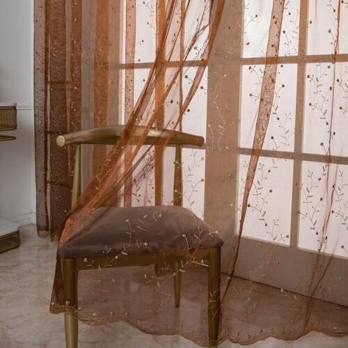 White Embroidered Tulle Curtains for Living Room Bedroom Sheer Windows Curtain Voile Drapes Ready Made