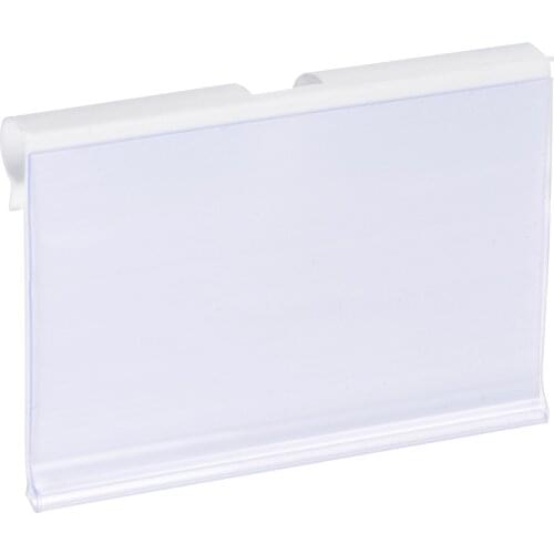 Uxcell Label Holder 60x40mm Clear White Plastic for Wire Shelf 60 Pcs