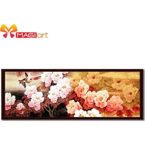 Cross stitch kits Embroidery needlework sets 11CT water soluble canvas patterns 14CT Chinese style Begonia flowers-NCMF038