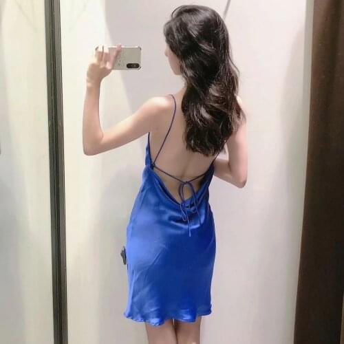 Za New Summer Woman Party Dress Slim Mini Dress Sexy Back Hollowed Out Off Shoulder Sling Dresses