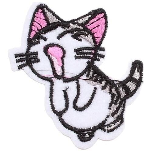 10pcs DIY Garments Decoration Badge Embroidery Cat Stickers DIY Fabric Appliques Jeans Coats Backpack Shirts Hats Dress Badge