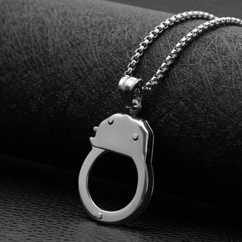 2 Size FREEDOM Crime Handcuffs Pendant Friendship Stainless Steel Necklace Can Be Opened Handcuff Necklace Valentines Day Gift