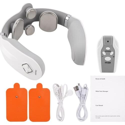4D Smart Electric Neck and Shoulder Massager Pain Relief Deep Tissue Heating Cervical Massage Remote Control Dropshipping