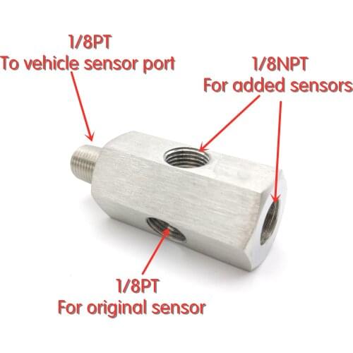 Oil temperature/oil pressure adaptor 1/8PT to 1/8NPT extended adaptor with three plug and O-ring pad