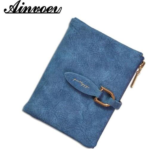 Ainvoev Lady Snap Short Wallet Clutch Vintage Matte Fastener Women Wallet Fashion Small Female Purse short Coin Card Holder bags