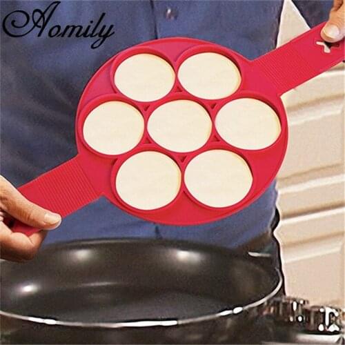 Amoliy Non-Stick Egg Pancake Silicone Mold DIY Pancake Maker Ring Baking Omelet Mold Kitchen Moulds Kitchen Baking Accessories