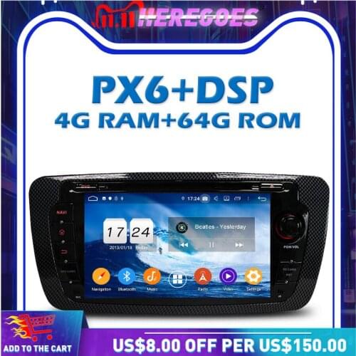 PX6 DSP IPS Android 10.0 4GB 64GB Car DVD Player GPS Map RDS Radio Wifi Bluetooth 5.0 For SEAT IBIZA 2009 2010 2011 2012 2013