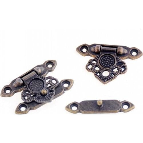 Free Shipping 5 Sets Antique Bronze Metal Hook Box Latches Clasp Bag Box Lock Purse Lock 36x25mm (not with screw) F1087