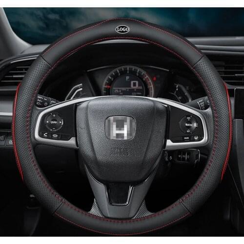 No Smell Thin Car Genuine Leather Steering Wheel Covers for Honda Accord Jade Mobilio Fit Odyssey City Civic CRV Accessories