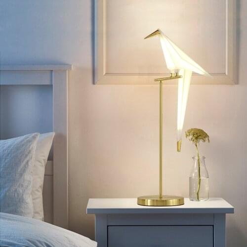 Decorative art bird paper floor lamp bedroom floor lamp living room study origami lamp rack bedside reading desk gold floor lamp