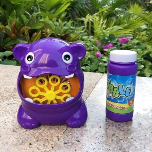 Cute Hippo Electric Automatic Bubble Machine Blower Maker Party Outdoor Kids Toy For Boys Girls Safe And Durable Bubbles