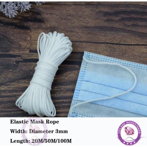 Feilang 20/50/100M 3mm Soft Elastic Bands for Masks Elastic Rope Cords DIY Underwear Shoulder Ear Strap Accessories