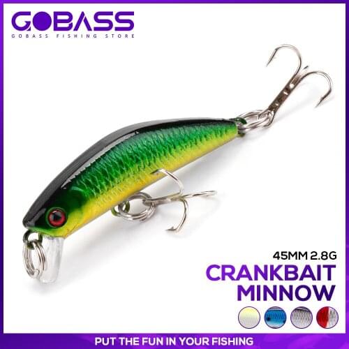 GOBASS Rattlins For Fishing Crankbait Minnow Fishing Lure 45mm/2.8g Artificial Bait For Fishing Goods Wobbler Pike Lure Jerkbait