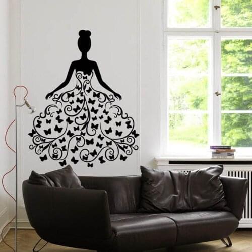 Creative Bridal Dress Wall Sticker Childrens room Art Applique Living room bedroom Home Decoration Vinyl DIY Wallpaper JG1719