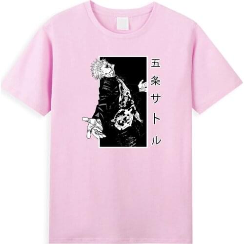 2021 Summer Japan Anime T-Shirts Men Jujutsu Kaisen Gojo Satoru T Shirt Hip Hop Fashion Cool Tshirt Cotton Casual Male Tops