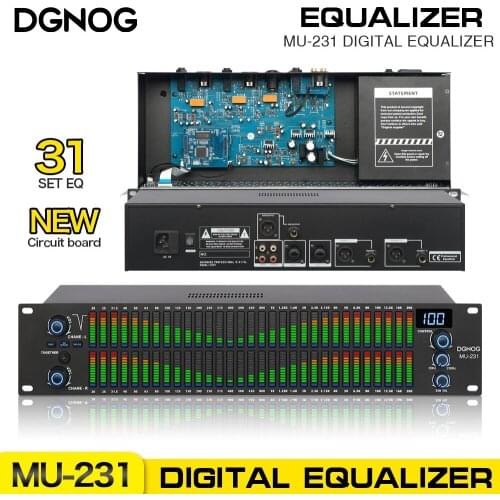 MU-231 Audio Equalizer Dual 31 Bands Digital Equaliser Profesional Sound System Equalizador Spectrum Speaker Management DGNOG