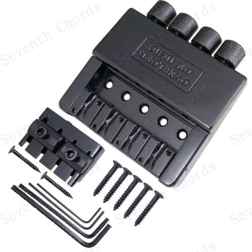 A Set Black 4 String Headless Bass Guitar Bridge System