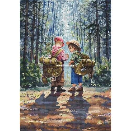 Forest girl and boy Cross Stitch Kit Packages Counted Cross-Stitching Kits New Pattern NOT PRINTED Cross stich Painting Set