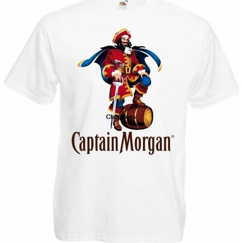 New White Mens Summer T-shirt Shirt Captain Morgan