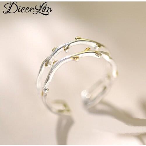 Punk Silver Color Branch Leaf Rings For Women Men Antique Finger Ring Christmas Gifts Jewelry 2021