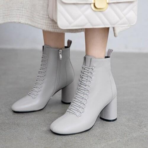 New ladies ankle boots ladies fashion boots leather boots high heel boots women shoes