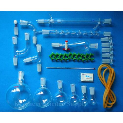 New Chemistry Glassware Kit,Lab Chemical Glass Set,24/40 Ground Joint,31PCS