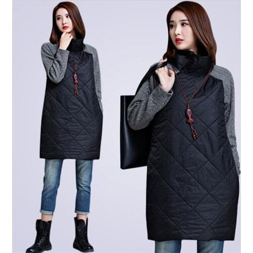 2020 Autumn Winter Women Cotton Dress Long Sleeve Patchwork Turtleneck Straight Dress Vintage Casual Plus Size Dress 5XL 6XL 7XL