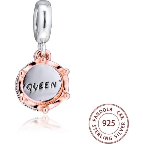 Fits Pandora Bracelet Charm Original 925 Sterling Silver Queen & Regal Crown Dangle Charms Beads for Jewelry Making kralen