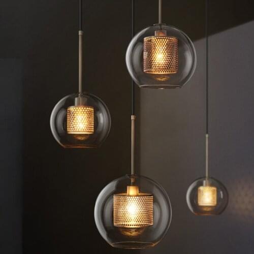 Loft Restaurant Pendant Lights Nordic Industrial Wind creative bar bedroom personality coffee shop glass head pendant lamp