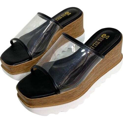 Sandals For Women Summer Wedge Heels Ladies Slippers Casual Platform Wedges Shoes Women PVC Transparent Heels Zapatos Para Mujer