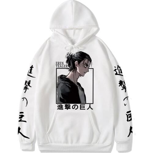 Cartoon male anime attack giant surrounding printing trend loose casual hoodie oversized thick winter unisex comic top