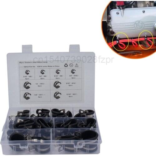 Boxed - 46 Only 8 Specifications - Stainless Steel 304 Rubber Strip Clamp Hose Clamp R-type Hose Clamp