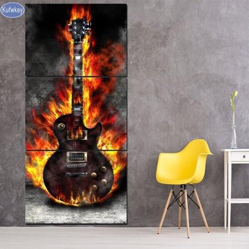 Bead embroidery diamond Rock Guitar sale diamond painting 3 Piece full diamond mosaic picture of rhinestones cross-stitch kits