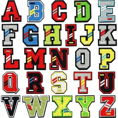 WhatIlife Fashion Punk Colorful Embroidery A-Z Alphabe Letter Patch For Clothes DIY Iron On Stripe Stickers Garment Accessories