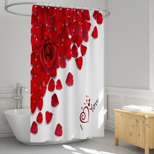 Rose Flower Shower Curtain The Scenery 3D Printing Waterproof Coated Polyester Fabric Bathroom with 12 Hooks 71 Inches 180 * 180