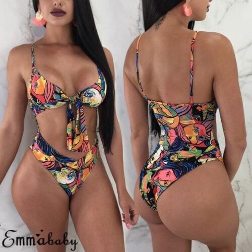 Womens One Piece Bikini Push Up Padded Bra Swimsuit Bathing Suit Beachwear Size S-XL