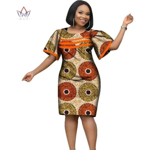 In Stock Africa Dress For Women African Cotton Wax Print Dresses Dashiki Plus Size Africa Style Clothing for Women WY2353