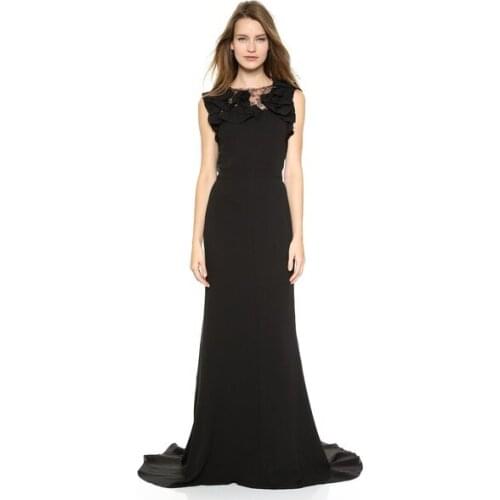 Free shipping robe de soiree black long vestidos de fiesta 2019 new fashion party gown lace evening elegant Dresses Formal gown