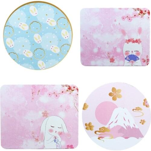 1pc Cute Cartoon Rabbit Cat Pink Flower Rose Pattern Small Mousepad Mat Computer Keyboard Game Mat Mouse Pad Mousepad Mats Toys