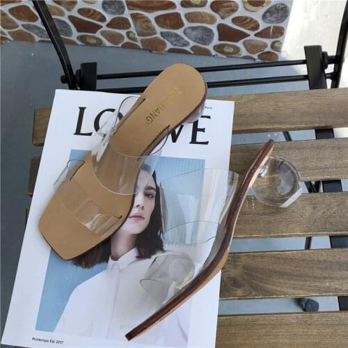 2020 Summer Women Shoes Peep Toe High Heels Summer Party Wedding Dress Shoes PVC Transparent Slip-On Slingback Pumps