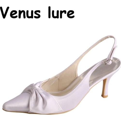 23 Colors Pointed Toe Wedding Shoes for Bride White Size 7 Slingback