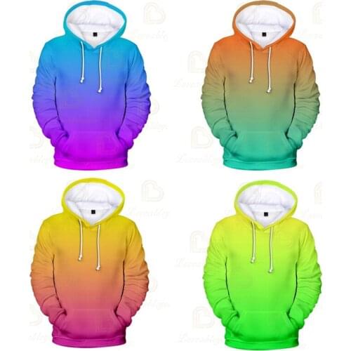 3D Hoodies Mens 2021 Men/Women Zipper Sweatshirts Custom Colourful Gradient Hoodies Mens Solid Color Hooded Rainbow Top