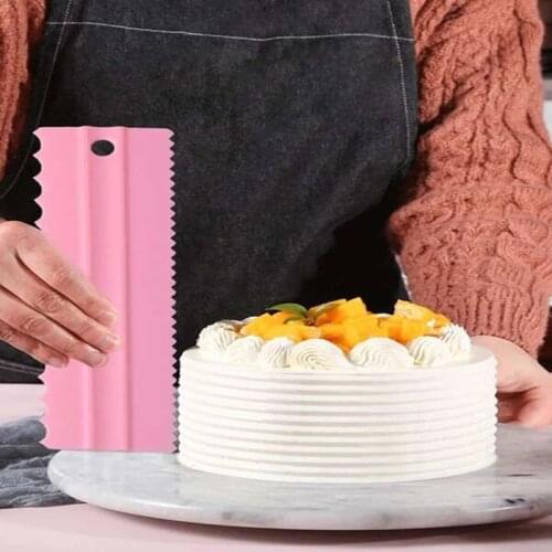 4pcs Cake Cream Scraper Set Double-sided Serrated Extended Smoother DIY Cake Decorating Wiper Scraper Household Baking Tools