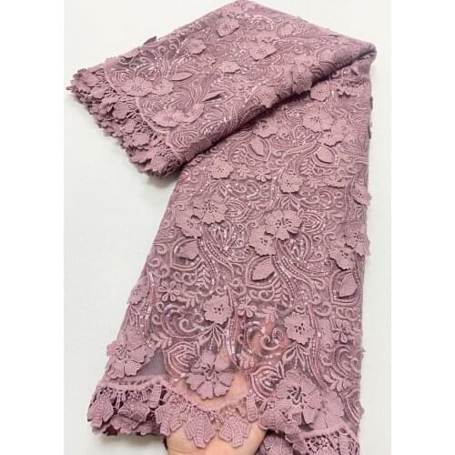 African Lace Fabric 2021 High Quality Lace Sequins French Net Lace Tulle Mesh Fabrics Purple Lace beads Wedding Fabrics