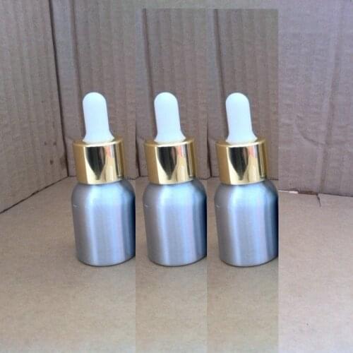 60pcs 20ml aluminum silver bottle With (gold ring +white rubber) dropper lid,20 ml glass essential oil bottle with dropper