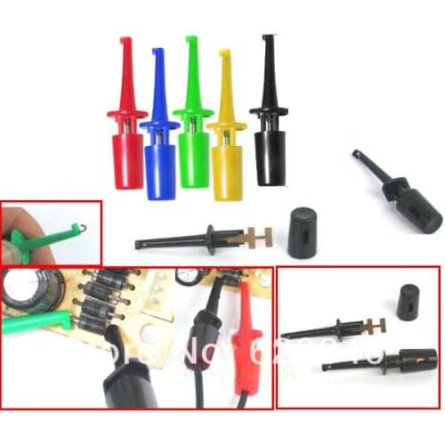 Free Shipping 100/pcs Wholesale mini SMD IC Single Hook Clip Grabbers Test Probe cable for multimeter wire lead