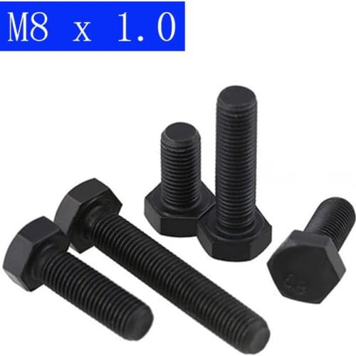 M8 x 1.0 ( 8mm ) Fine Pitch Hex Cap Bolts / Screws, 8.8 Alloy Steel Thread Metric Tap DIN 933 ISO 4017
