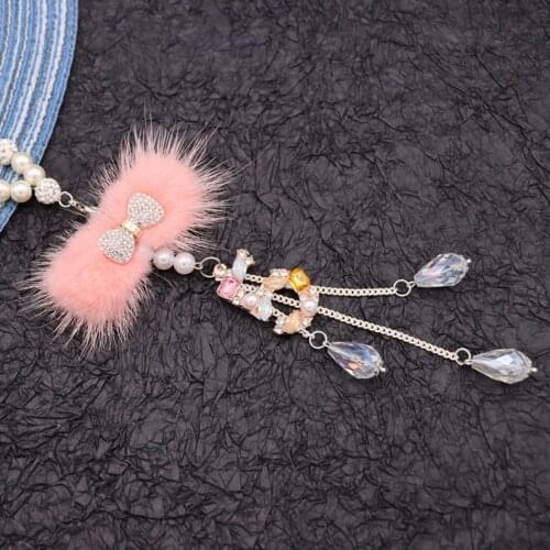 14.17inch X 3.54 inch Artificial fox Fur Animal Key Chain Simple Pompom Fur ball Keychain For Woman Car Bag Accessories Key Ring