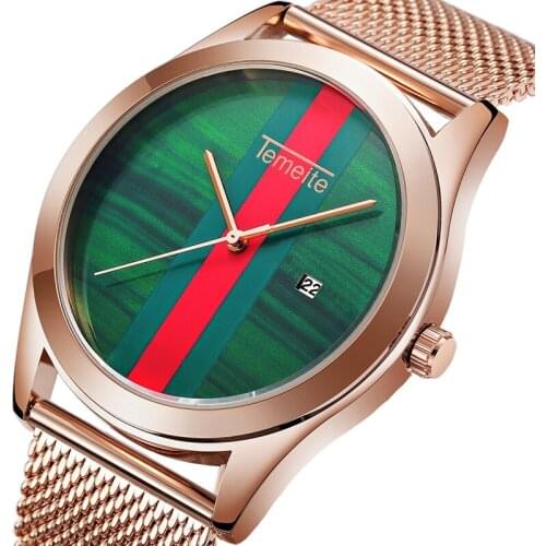 Top Brand Color Striped Men Watches Rose Gold Classic Retro Simple Waterproof Quartz Sport Wristwatches Man Relogio Masculino